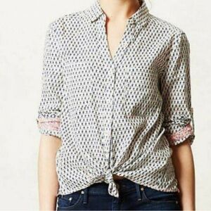 Anthropologie holding horses button front top size 4